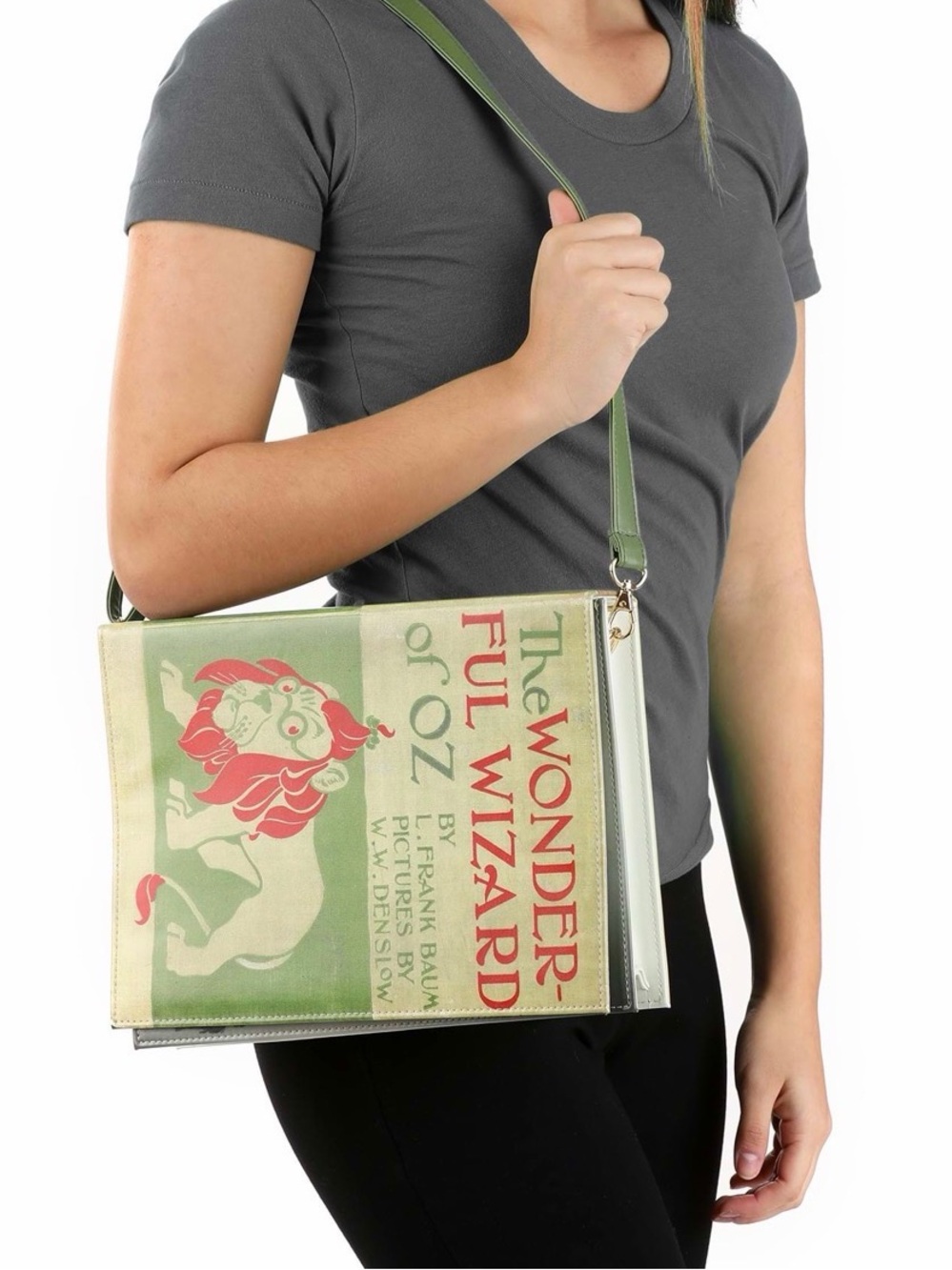 The Wonderful Wizard of Oz Book-Print Crossbody Bag in Light Green